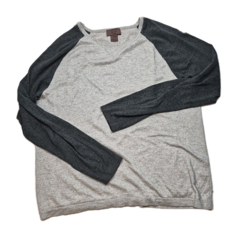 Vertical Design Homme Silk Cashmere Blend Sweater Mens XL Gray Raglan Baseball